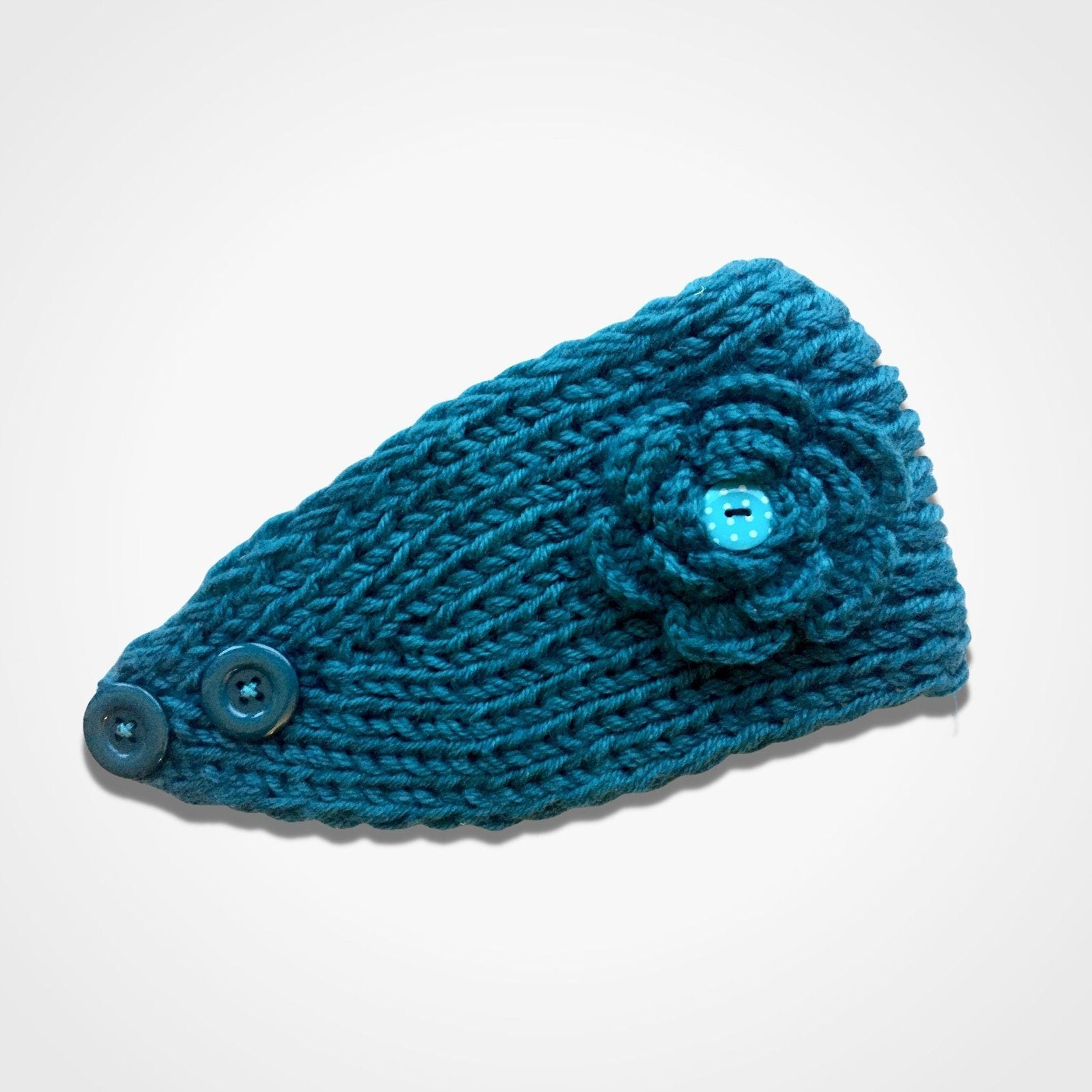 Knitted Flower Headband Teal