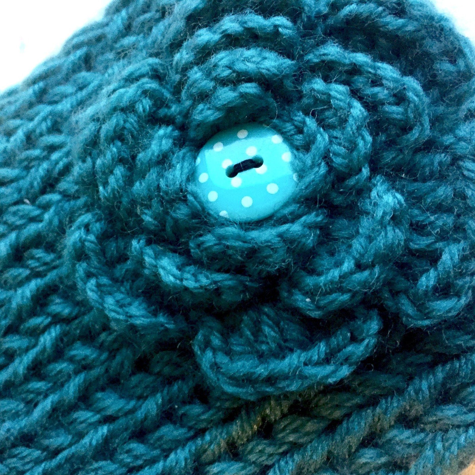 Knitted Flower Headband Teal
