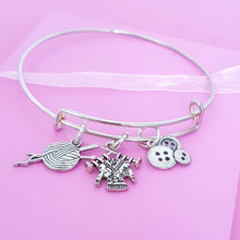 Load image into Gallery viewer, Knitting Lover Bangle Silver
