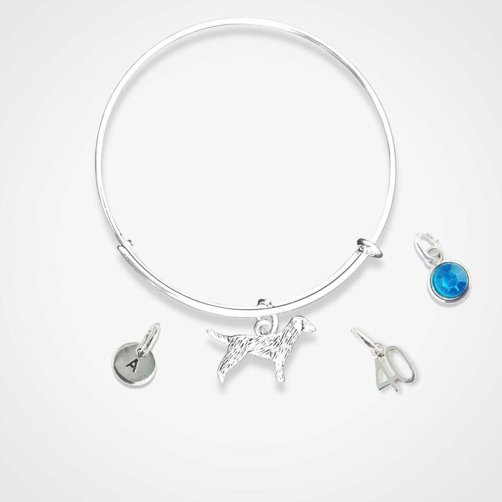 Labrador Charm Bangle Silver