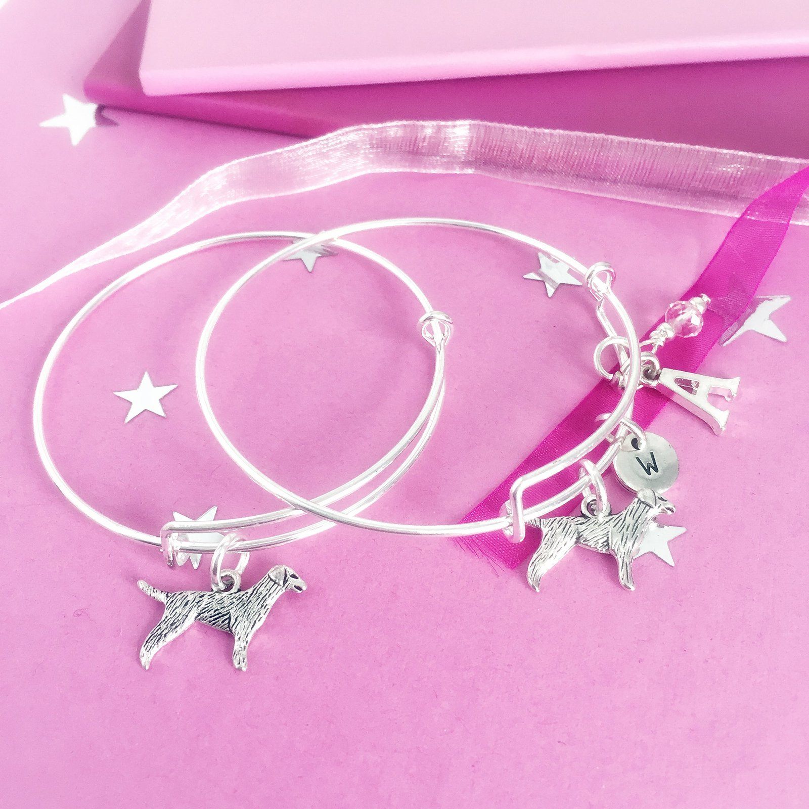 Labrador Charm Bangle Silver