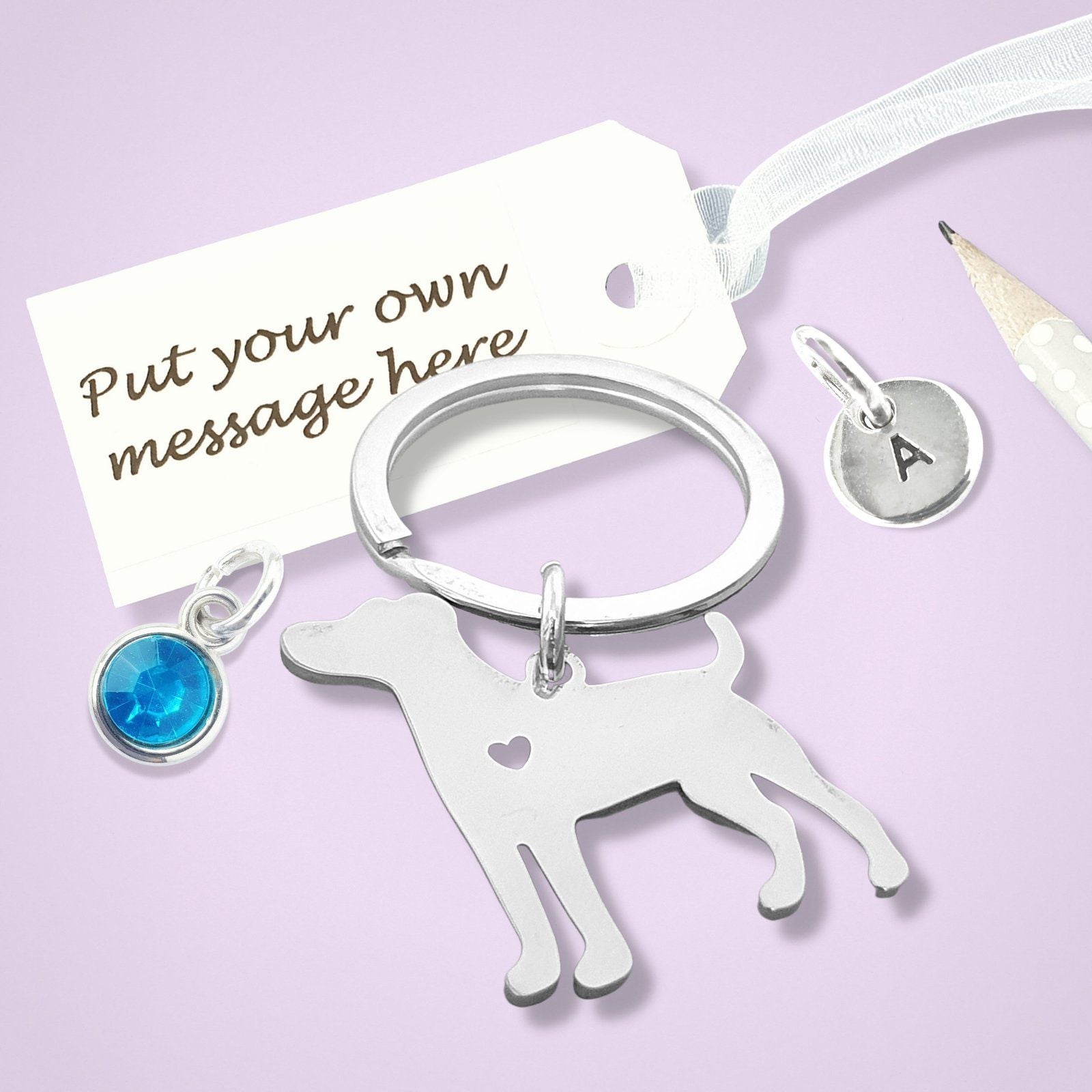 Labrador Dog Keyring Silver