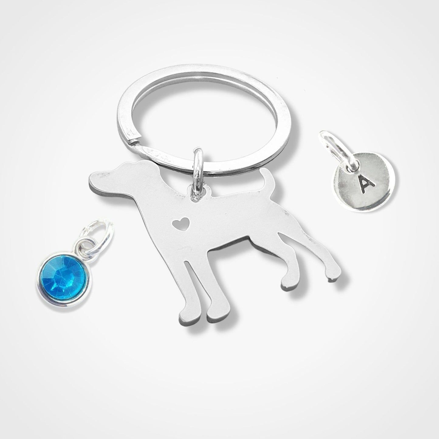 Labrador Dog Keyring Silver