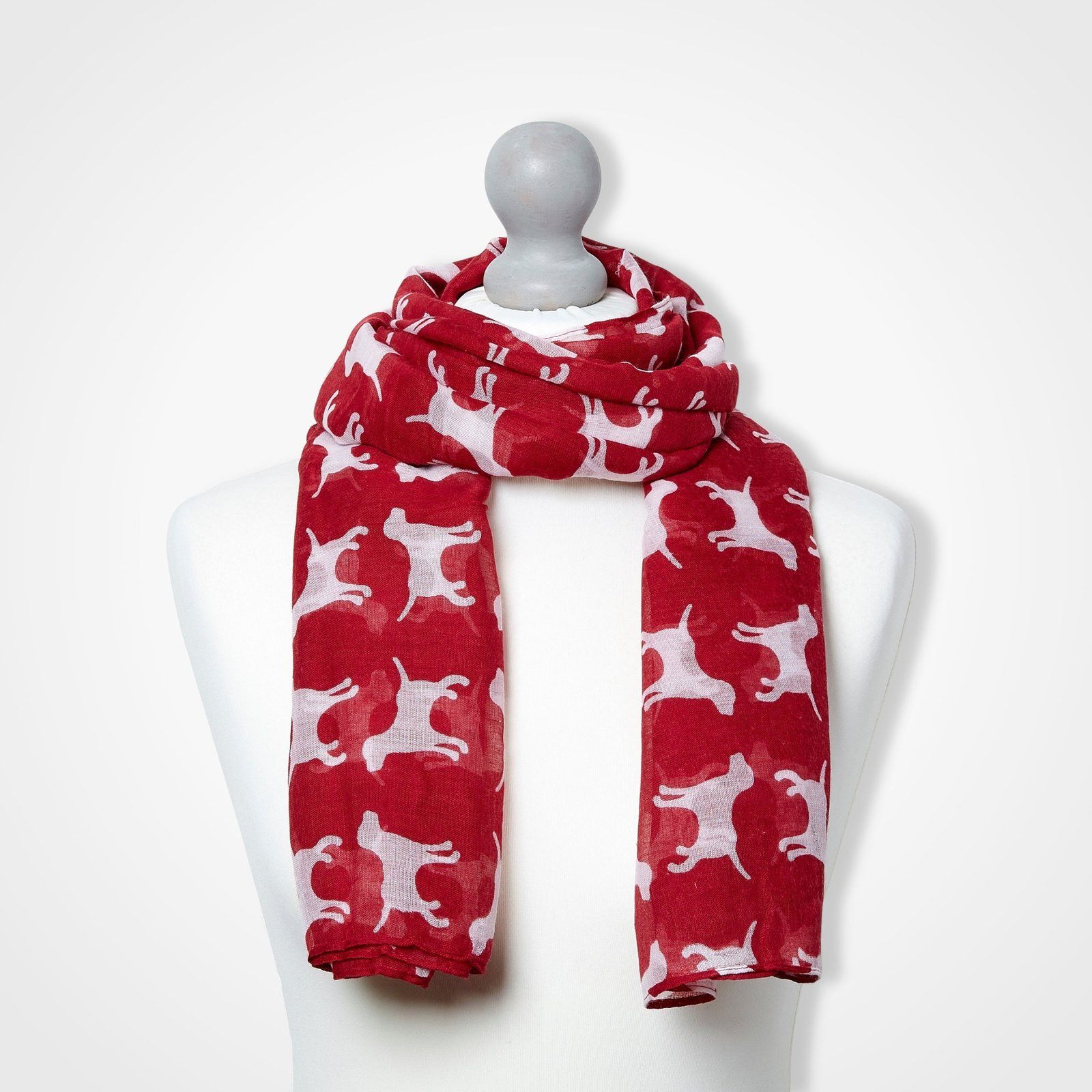 Labrador Print Scarf Red