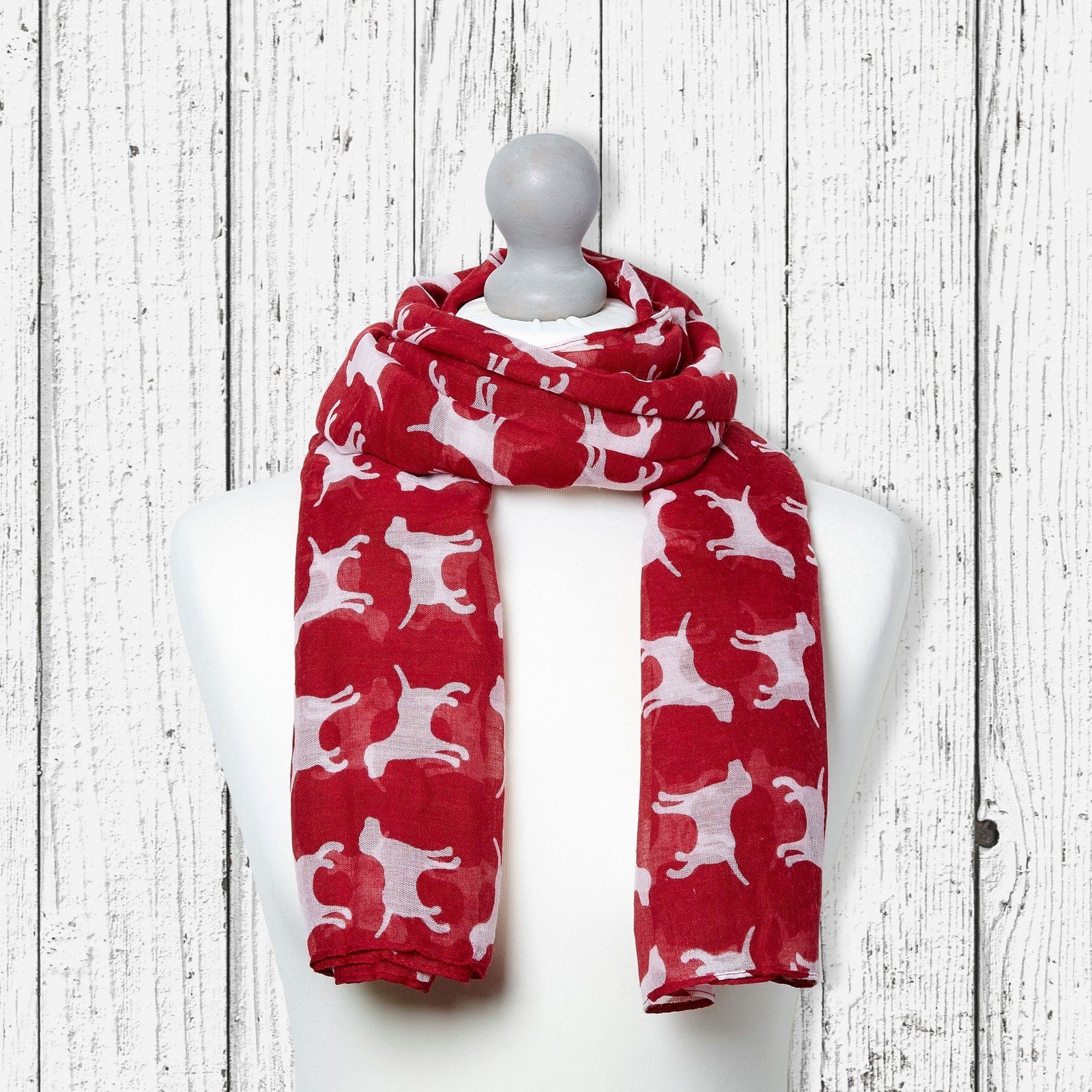 Labrador Print Scarf Red