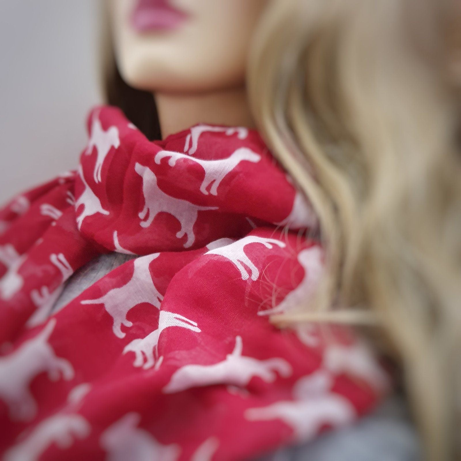 Labrador Print Scarf Red