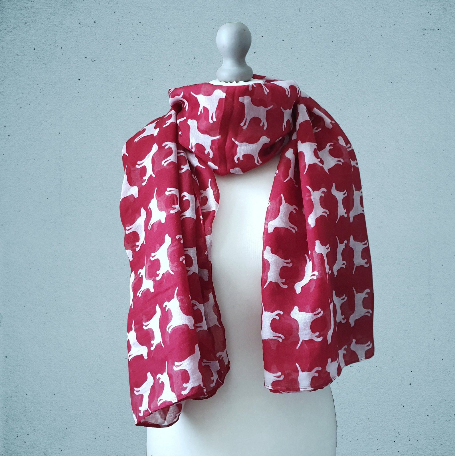 Labrador Print Scarf Red