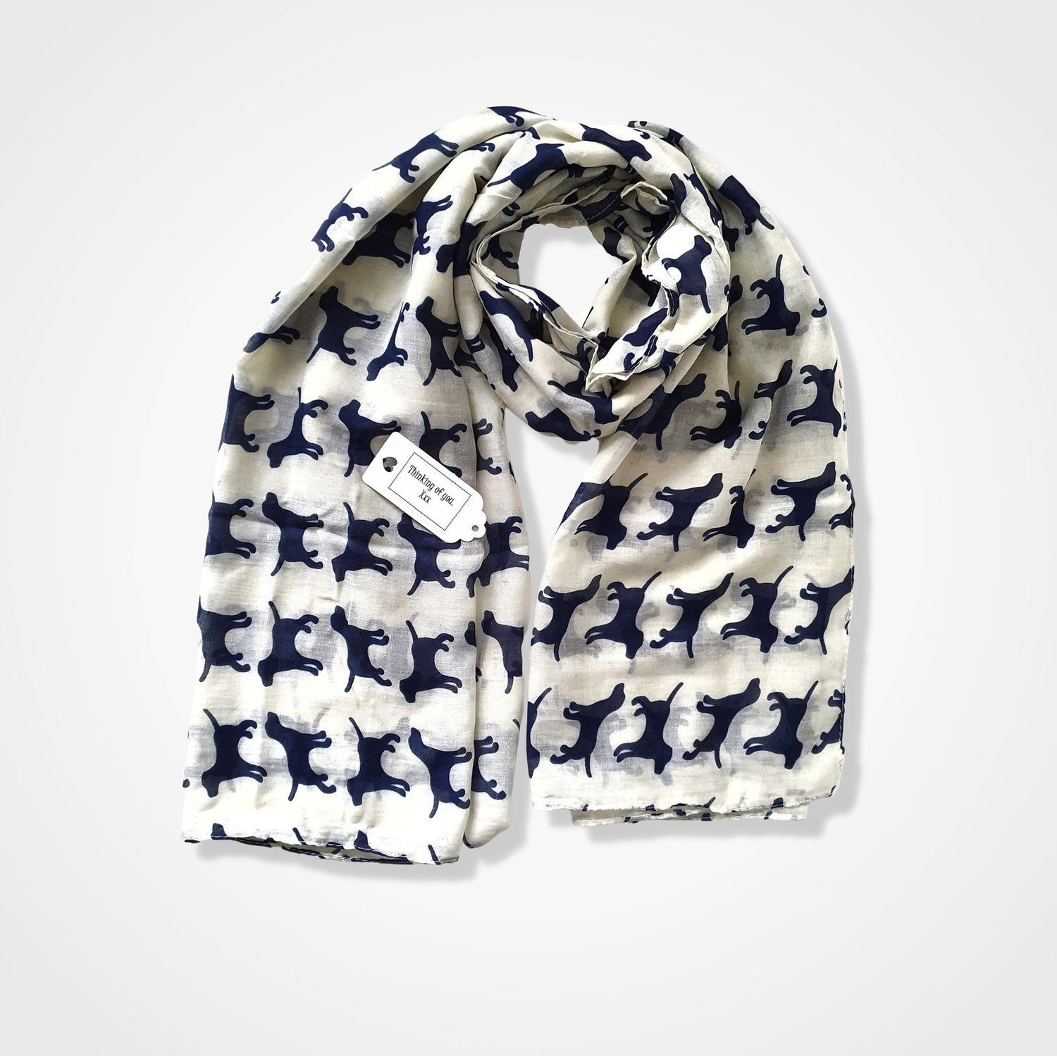 Labrador Print Scarf White