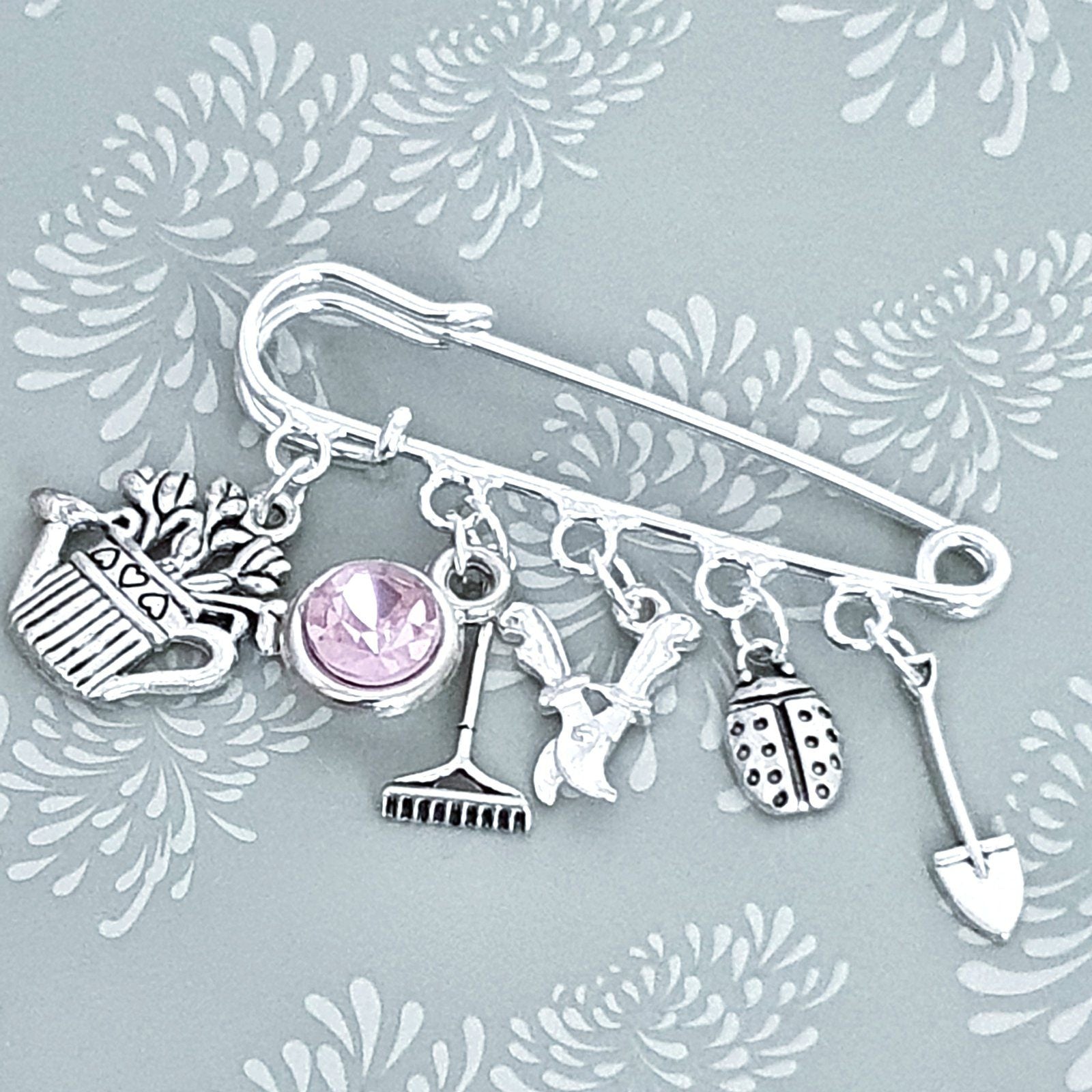 Ladybird Garden Brooch Silver