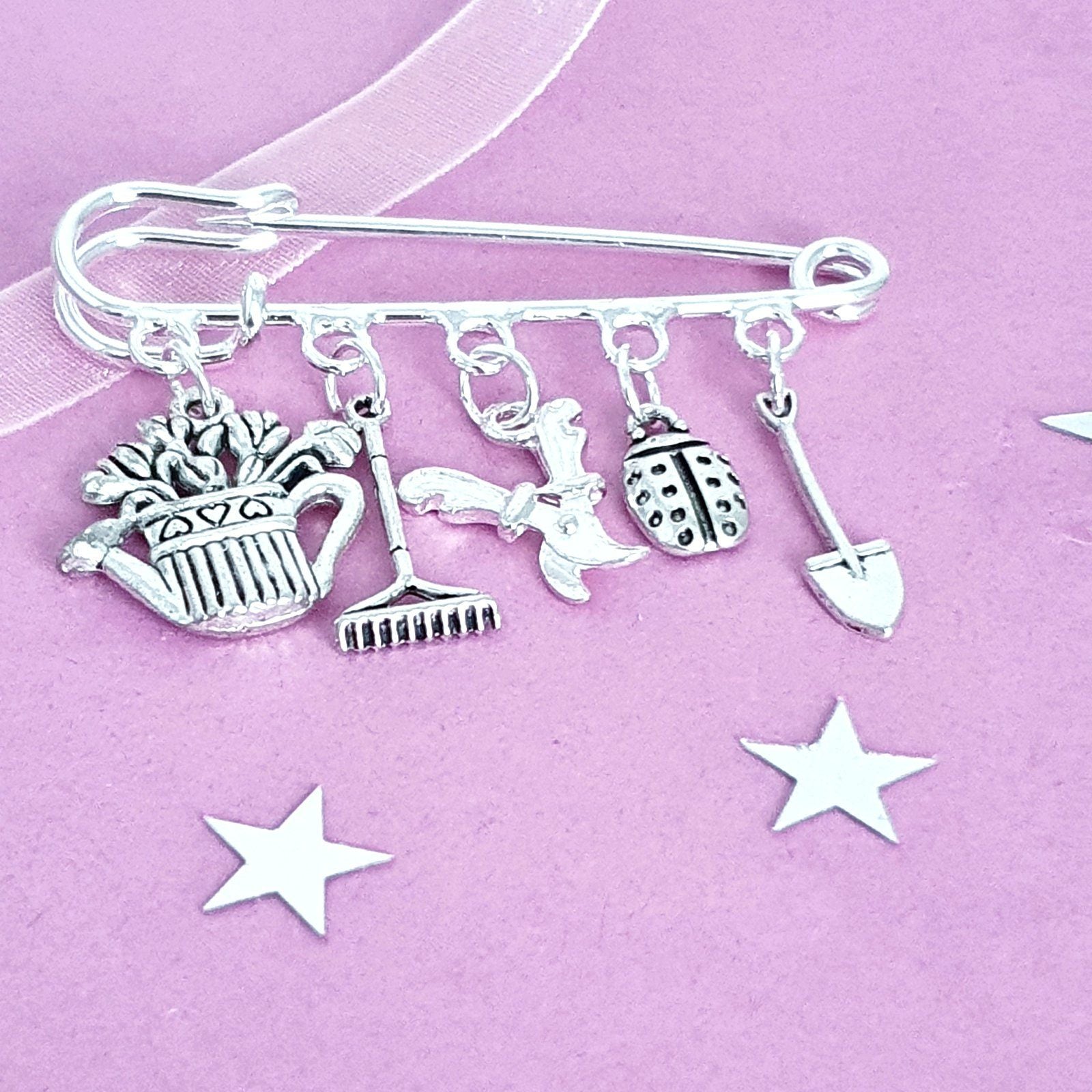 Ladybird Garden Brooch Silver