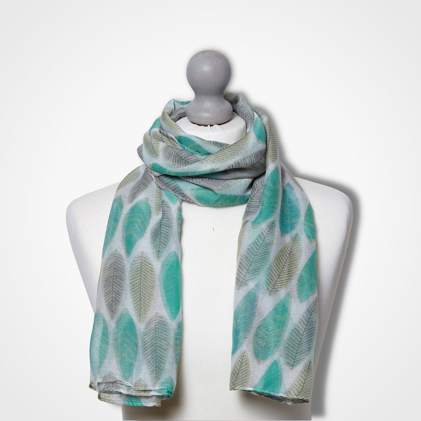 Leaf Print Scarf Mint