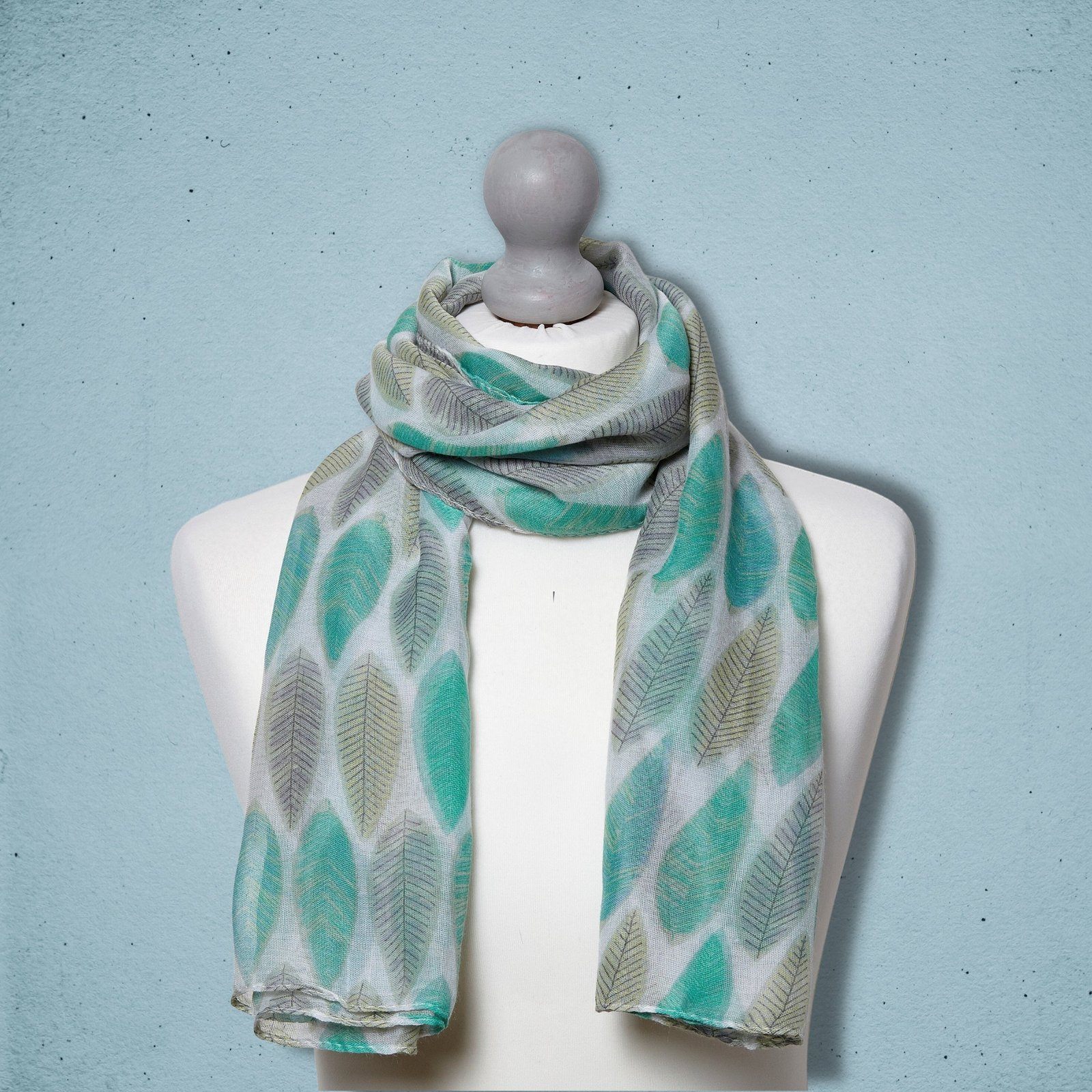 Leaf Print Scarf Mint