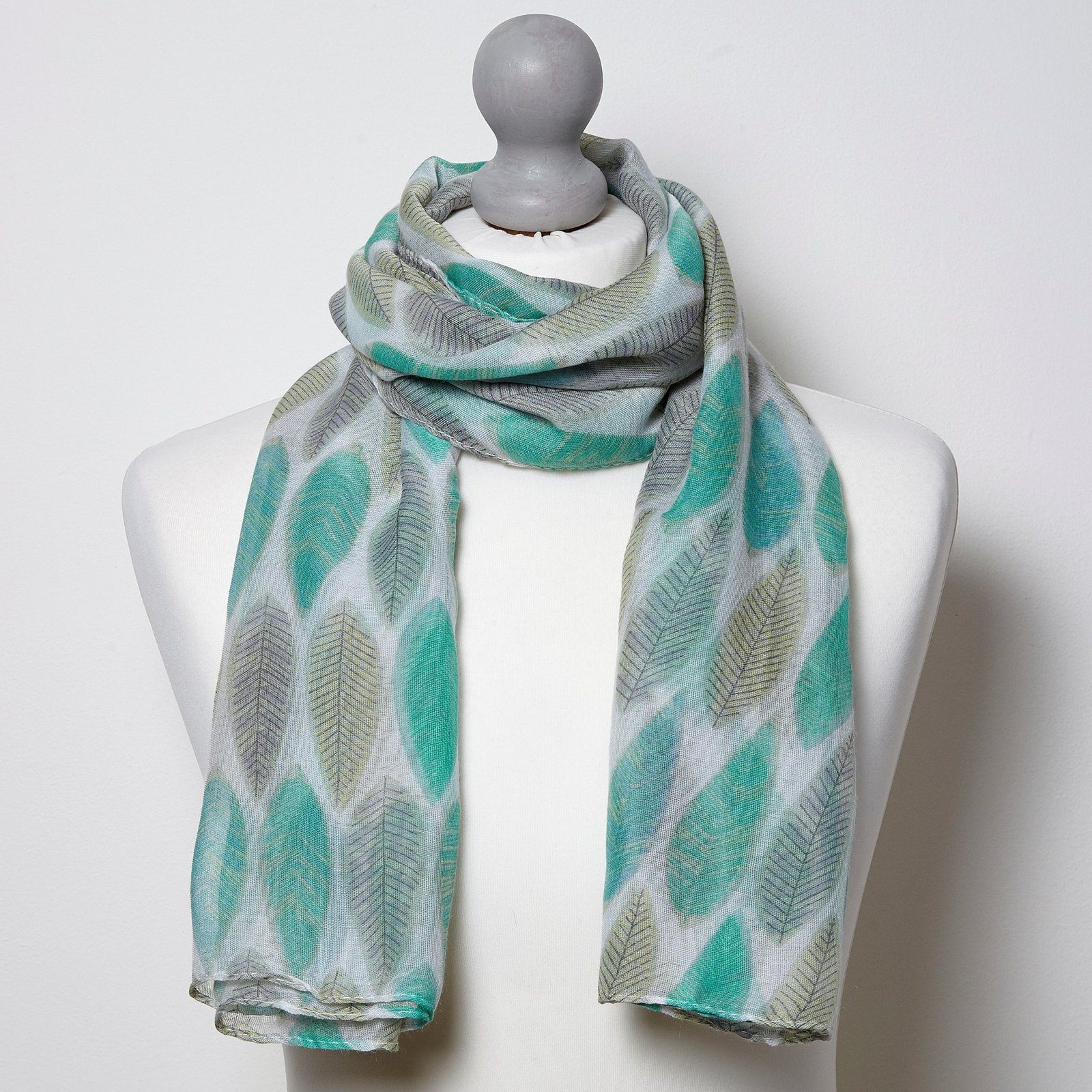 Leaf Print Scarf Mint