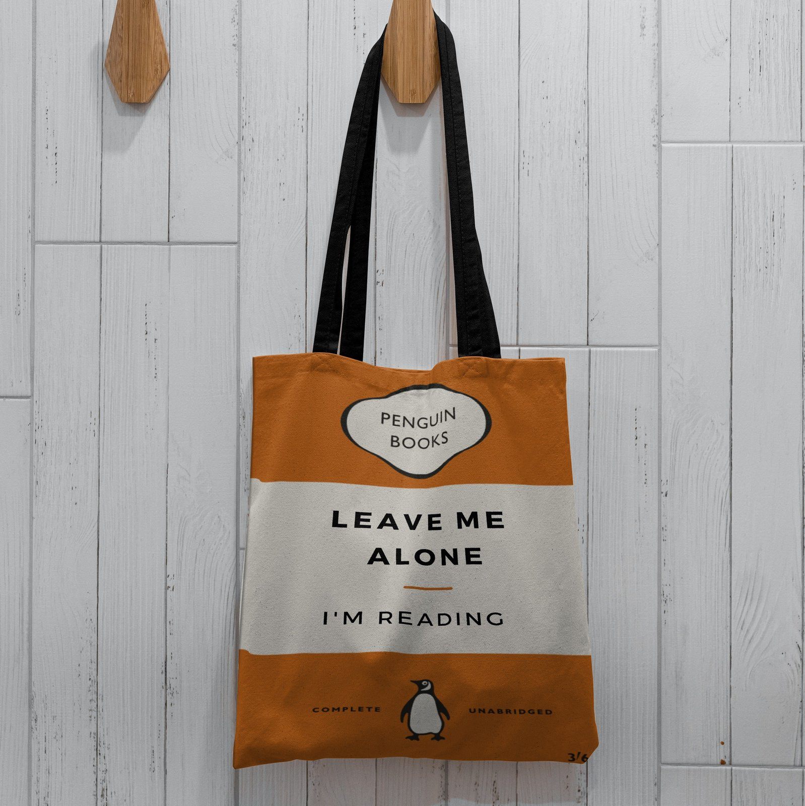 Leave Alone Reading Tote Bag Orange