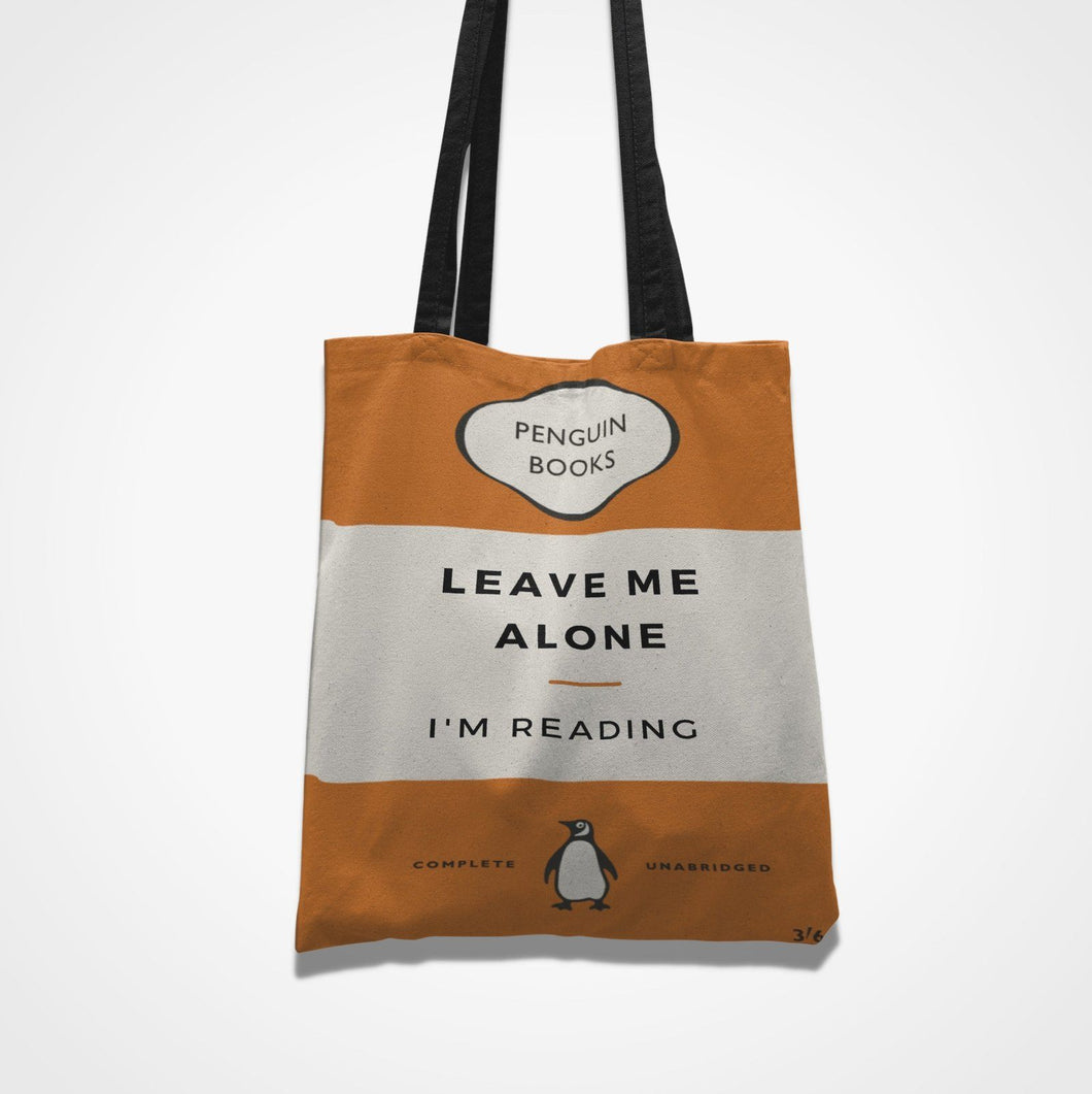 Leave Alone Reading Tote Bag Orange