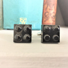 Load image into Gallery viewer, Lego Brick Cufflinks Black Resin
