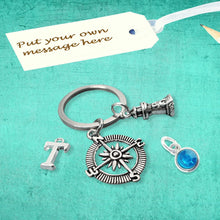 Load image into Gallery viewer, Lighthouse Compass Keyring Silver
