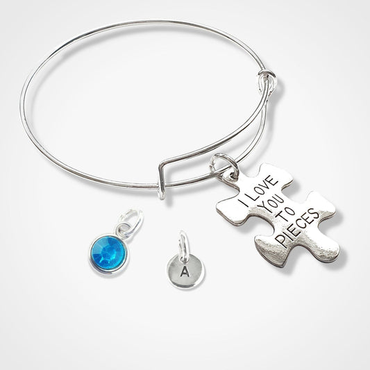 Love Pieces Jigsaw Bangle Silver