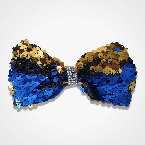 Mermaid Sequin Dog Bow Tie Gold Blue