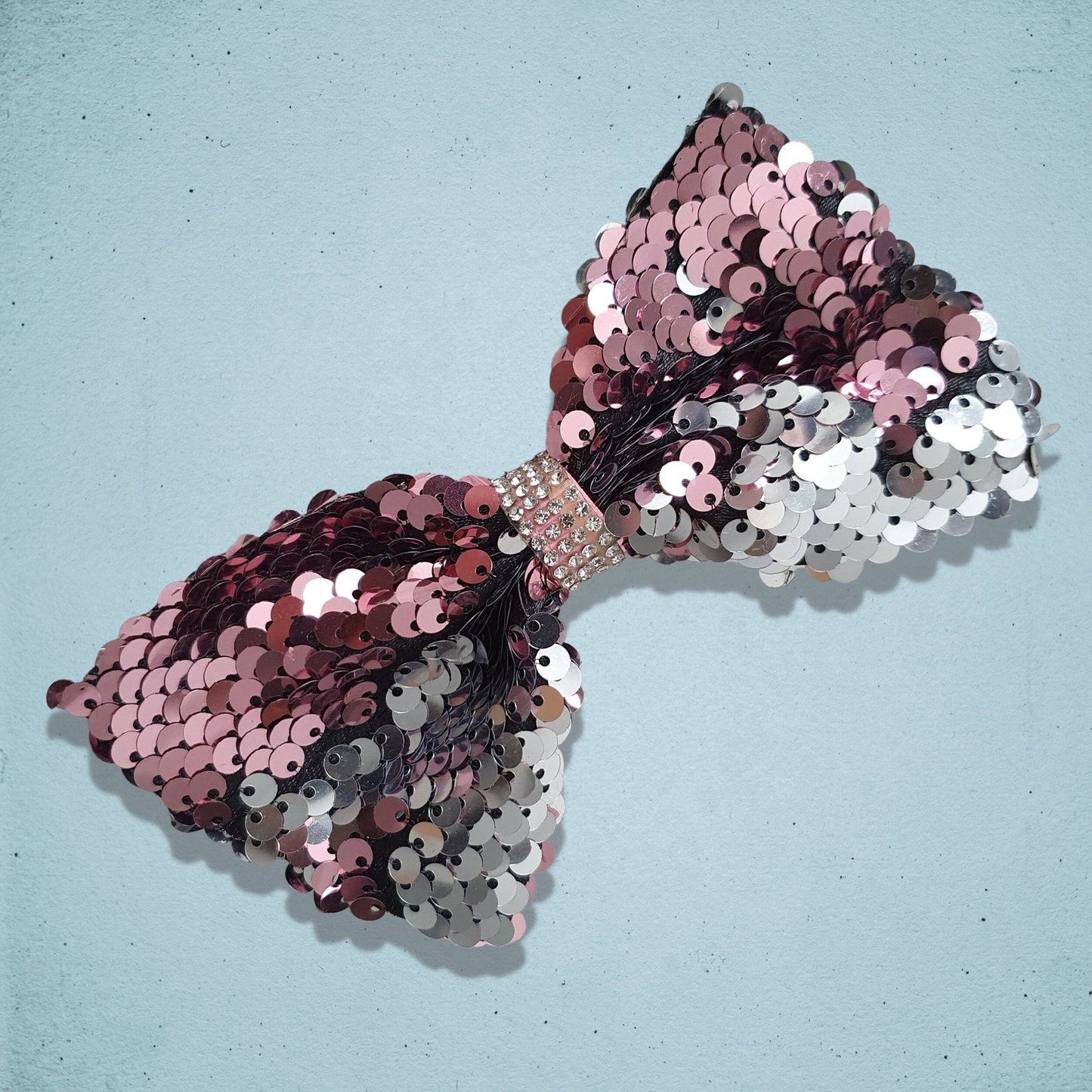 Mermaid Sequin Dog Bow Tie Pink Silver
