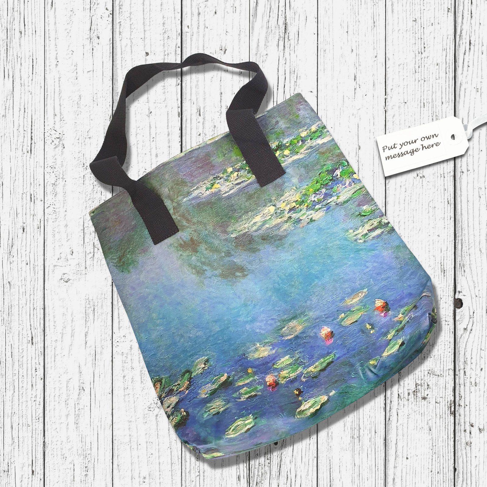 Monet Water Lilies Print Shopper Blue