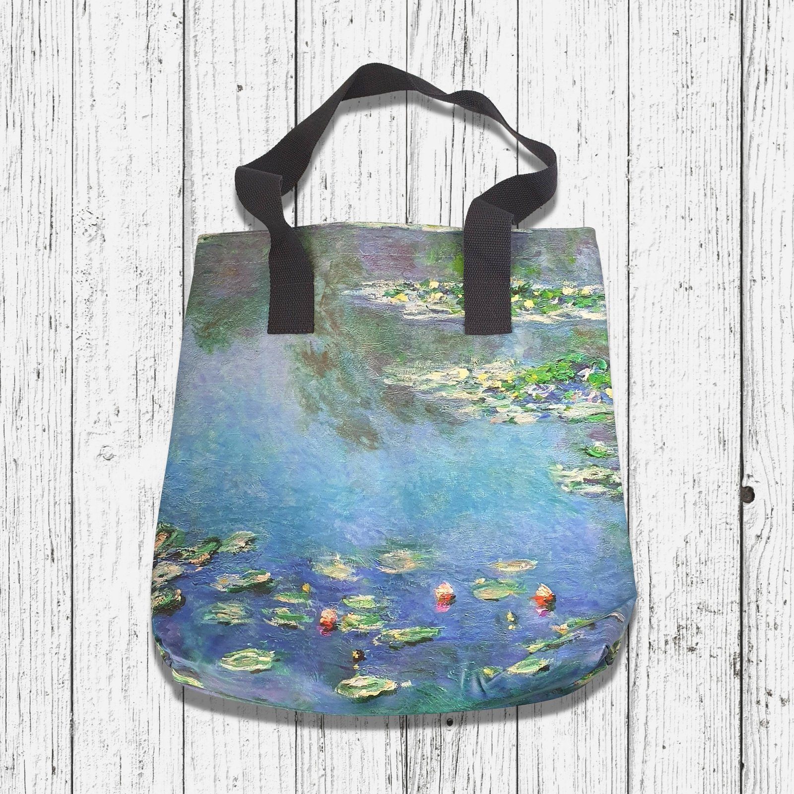 Monet Water Lilies Print Shopper Blue
