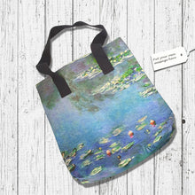 Load image into Gallery viewer, Monet Water Lilies Print Shopper Blue
