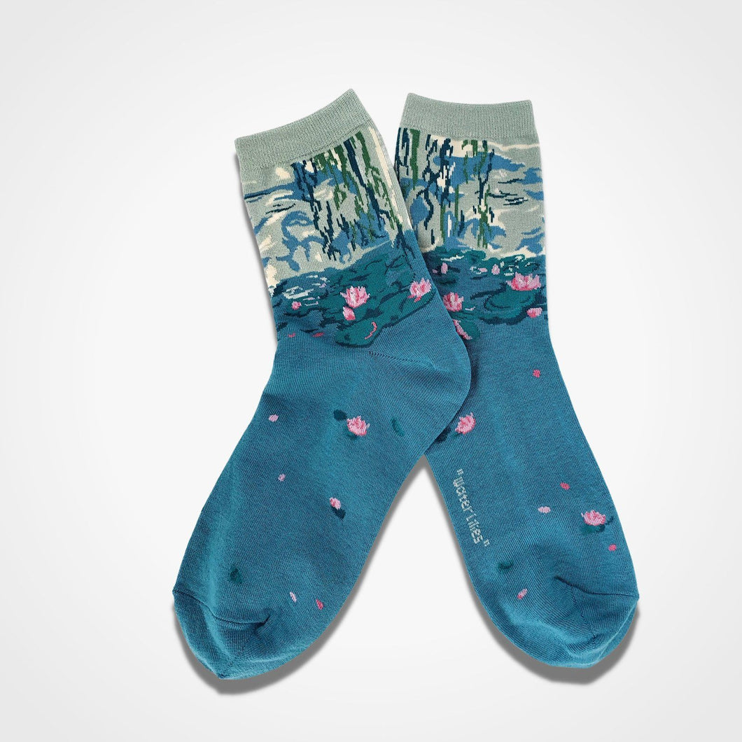 Monet Water Lilies Socks Green Blue