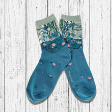 Load image into Gallery viewer, Monet Water Lilies Socks Green Blue
