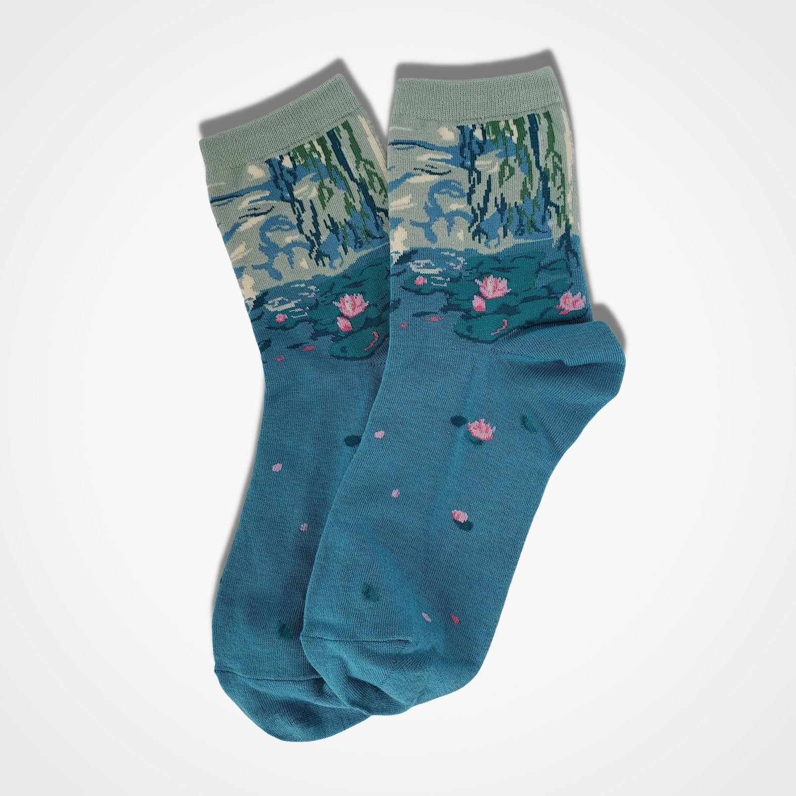 Monet Water Lilies Socks Green Blue