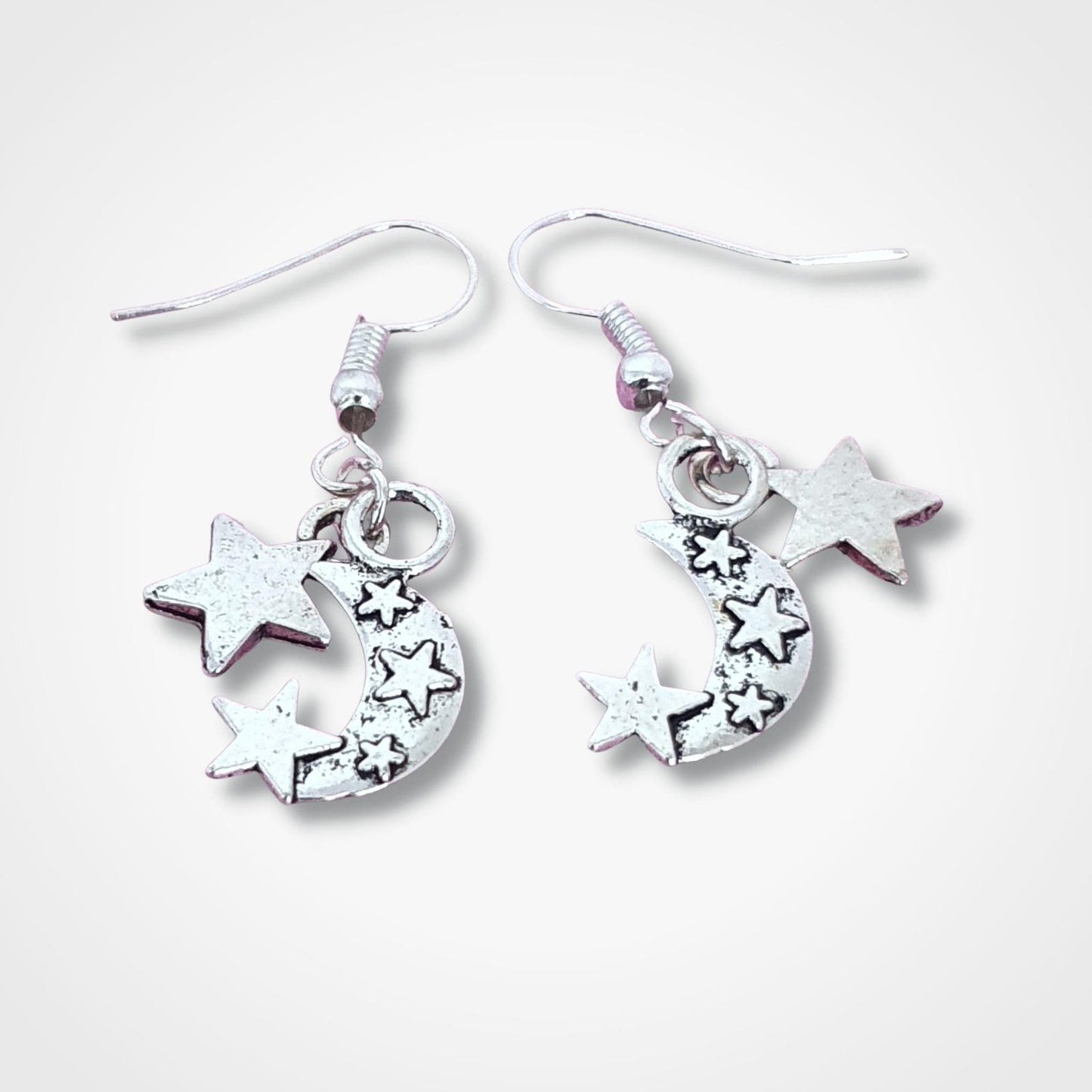 Moon Stars Earrings Silver
