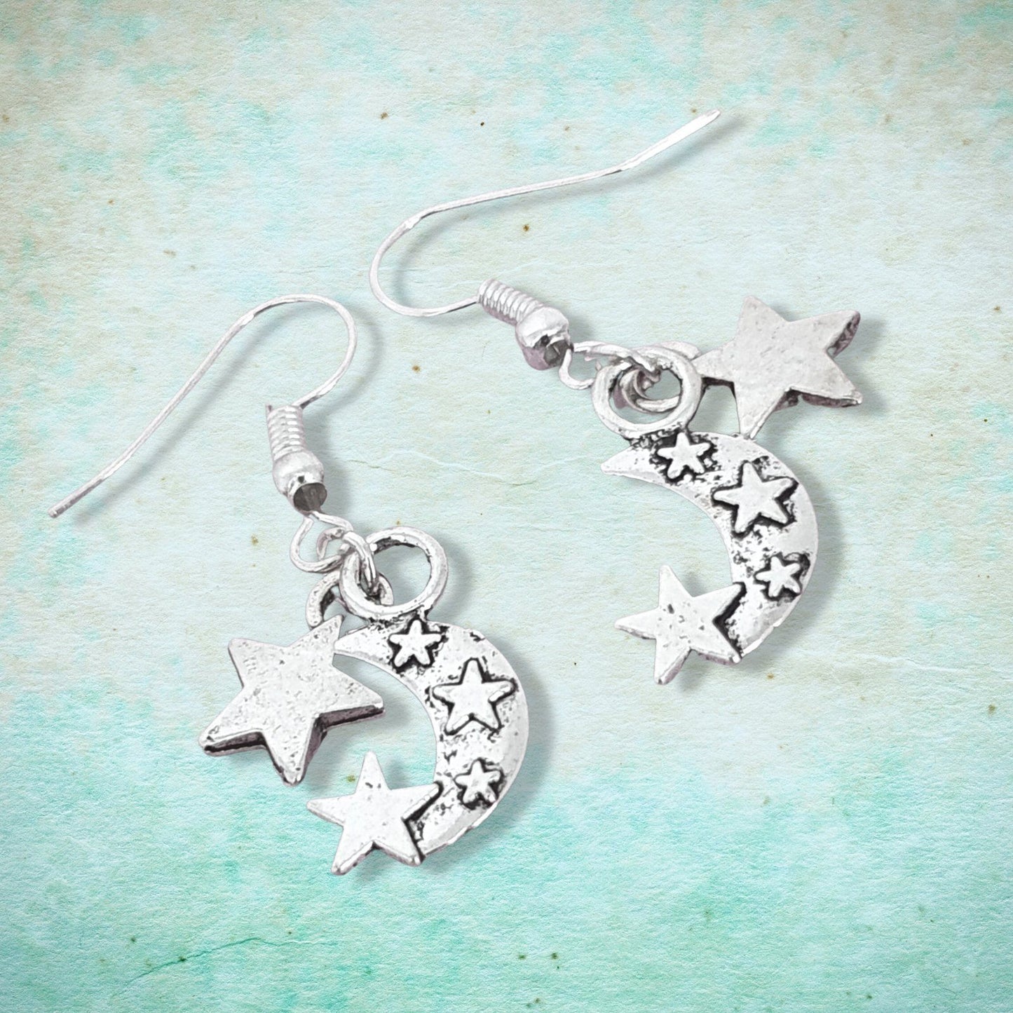 Moon Stars Earrings Silver