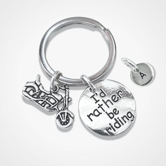 Motorbike Rather Riding Keyring Silver