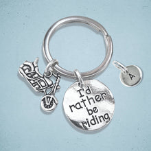 Load image into Gallery viewer, Motorbike Rather Riding Keyring Silver
