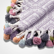 Load image into Gallery viewer, Multi Coloured Pom Cotton Throw Lilac
