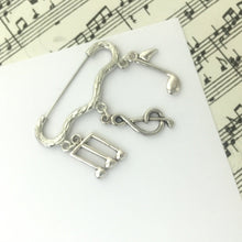Load image into Gallery viewer, Music Lover Brooch Silver
