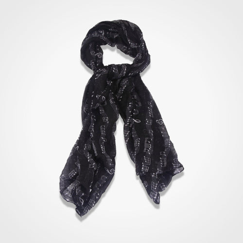 Musical Notes Scarf Black