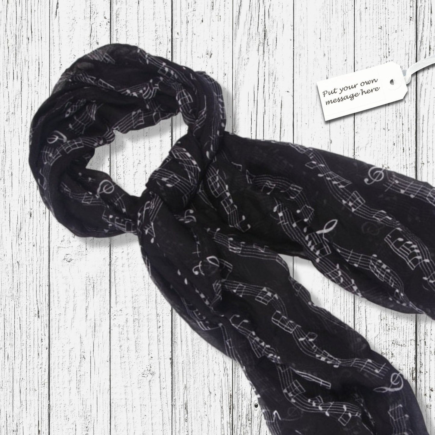 Musical Notes Scarf Black