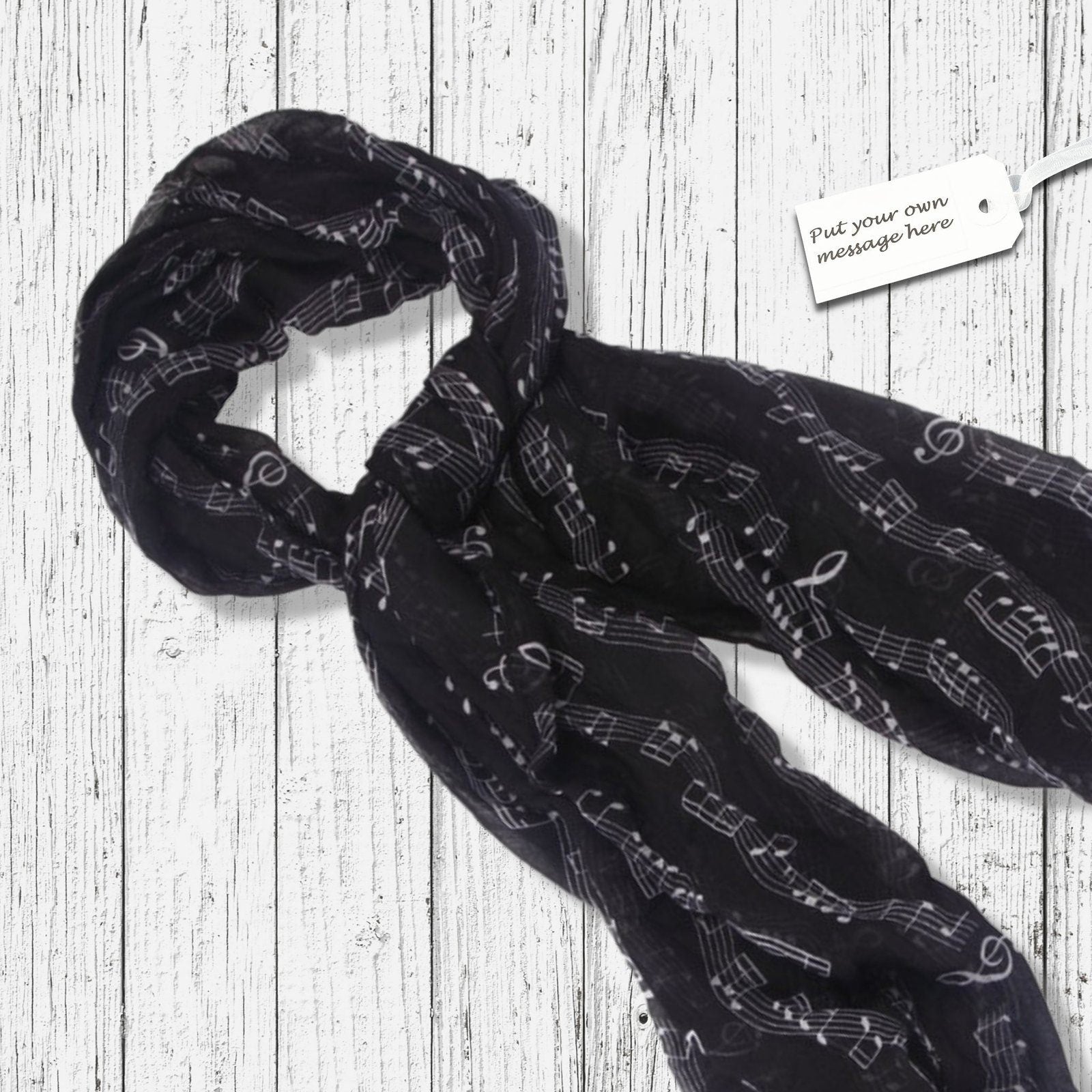 Musical Notes Scarf Black