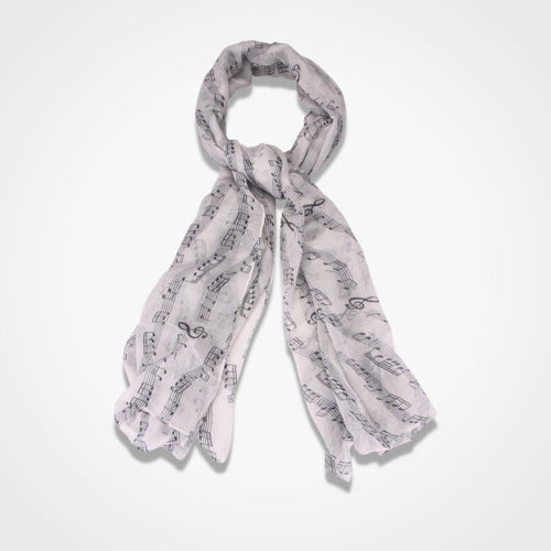 Musical Notes Scarf White