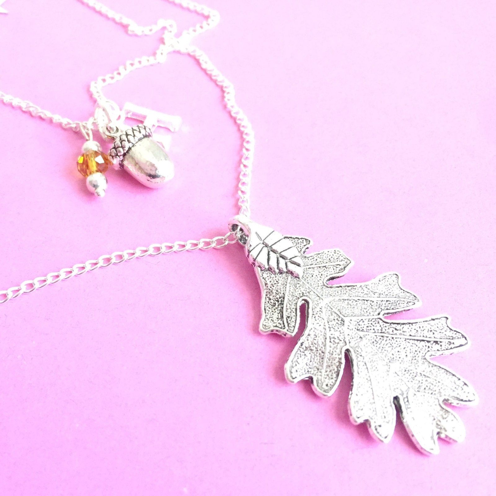 Oak Leaf Acorn Necklace Silver