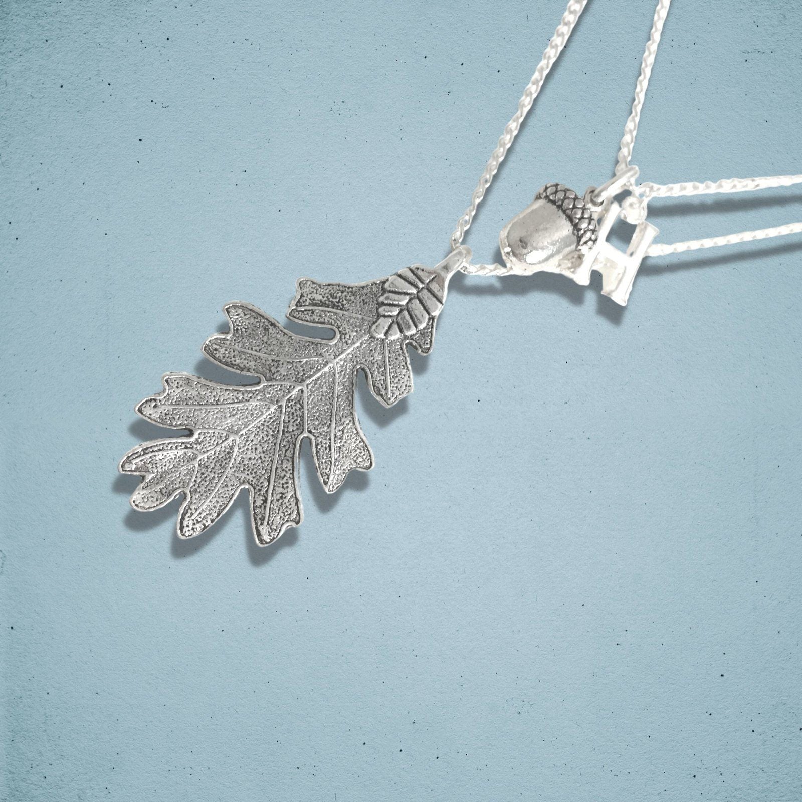 Oak Leaf Acorn Necklace Silver