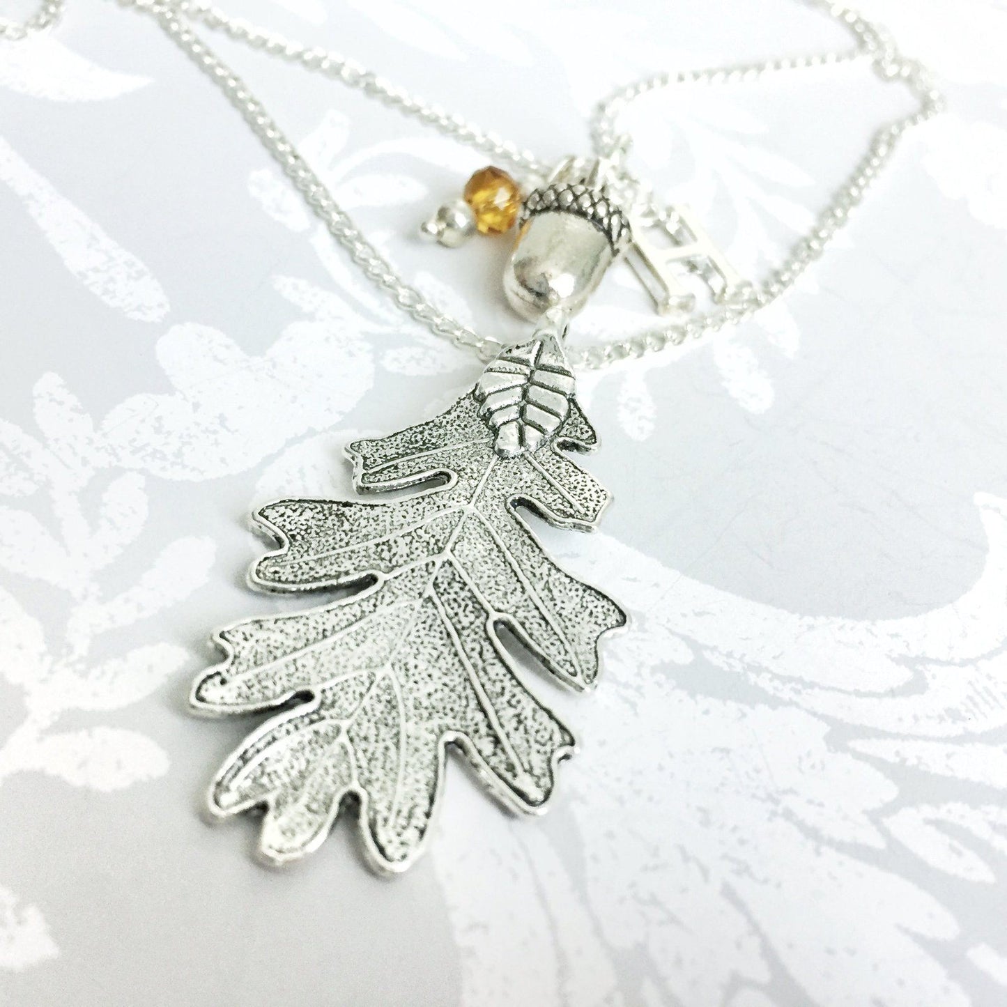 Oak Leaf Acorn Necklace Silver