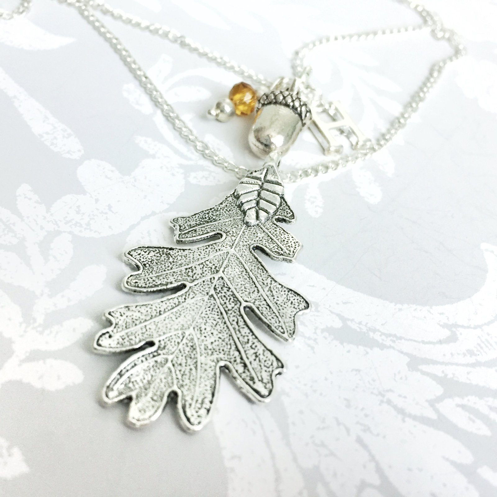 Oak Leaf Acorn Necklace Silver