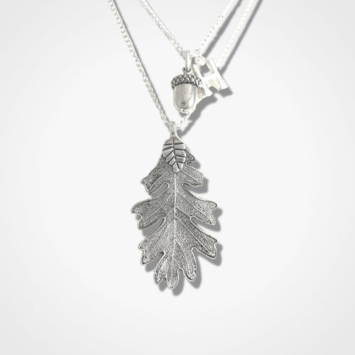 Oak Leaf Acorn Necklace Silver