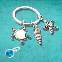 Load image into Gallery viewer, Opal Turtle Starfish Keyring Silver
