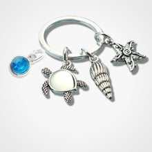 Load image into Gallery viewer, Opal Turtle Starfish Keyring Silver
