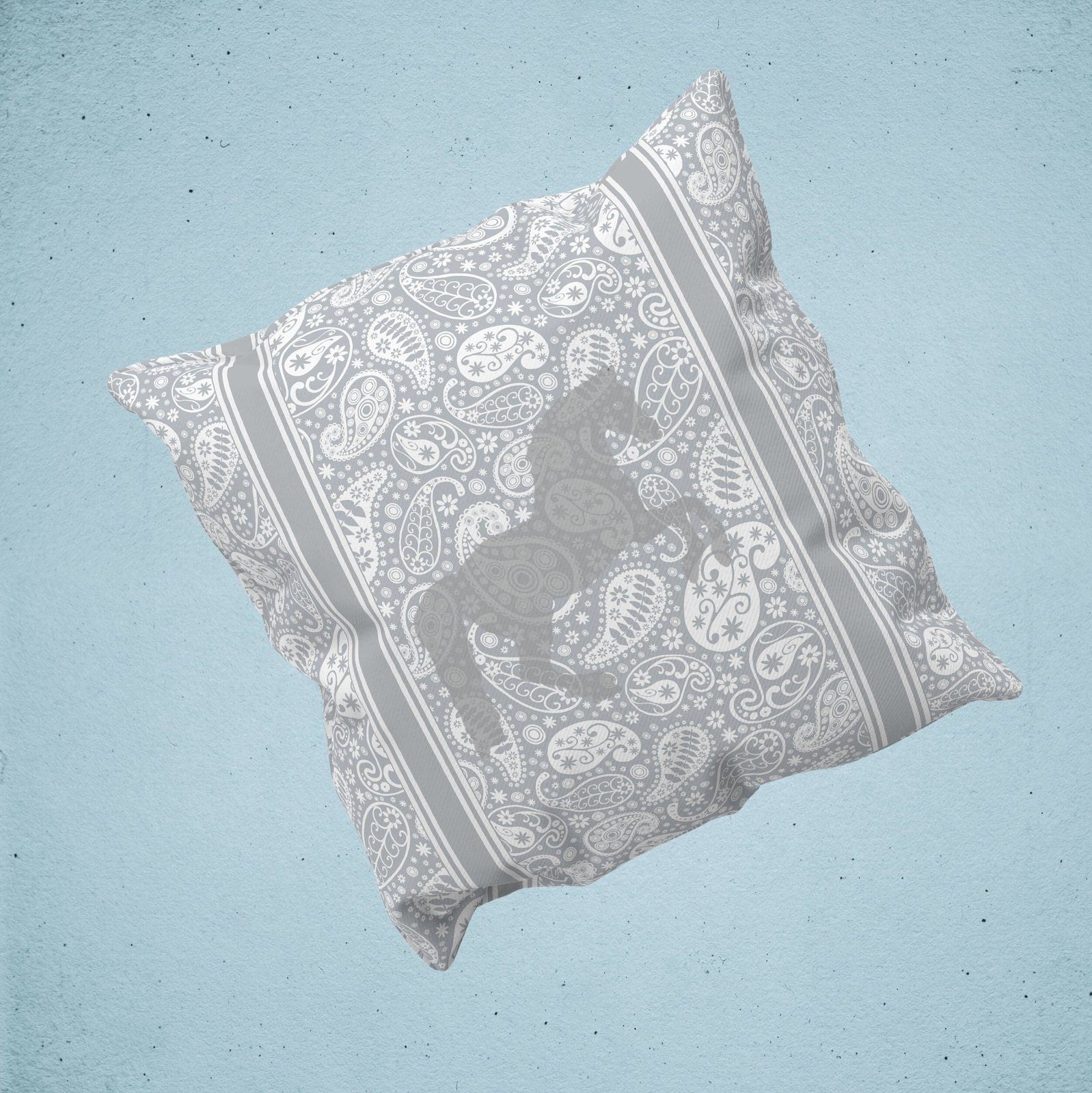 Paisley Horse Cushion Cover Dark Grey