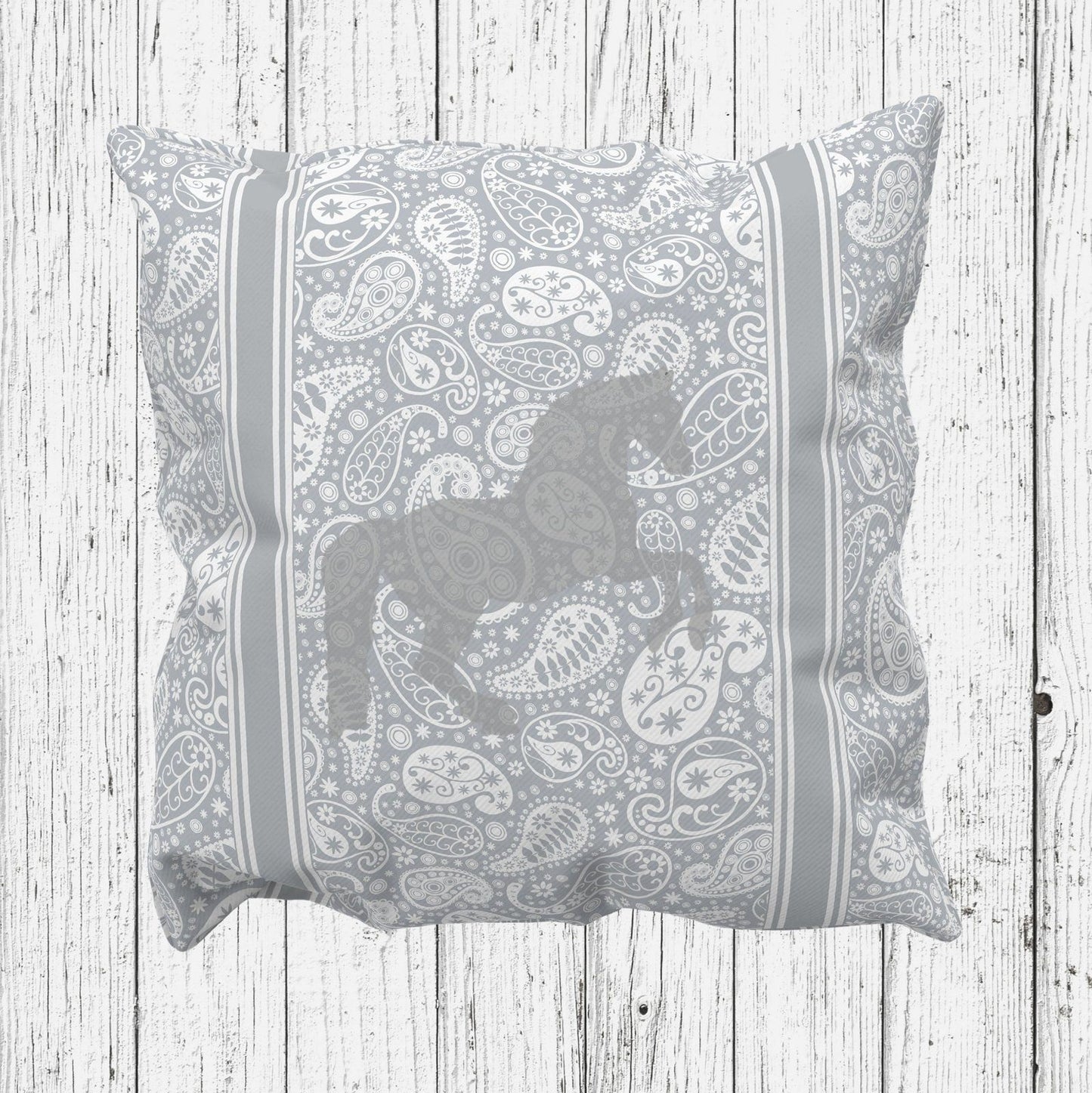 Paisley Horse Cushion Cover Dark Grey