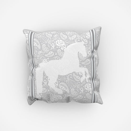 Paisley Horse Cushion Cover Grey